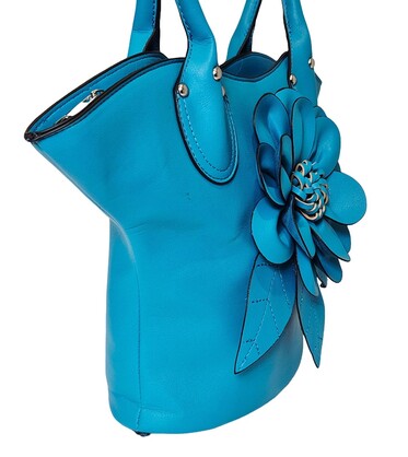 Elegant Flower Handbag 1030-D Blue