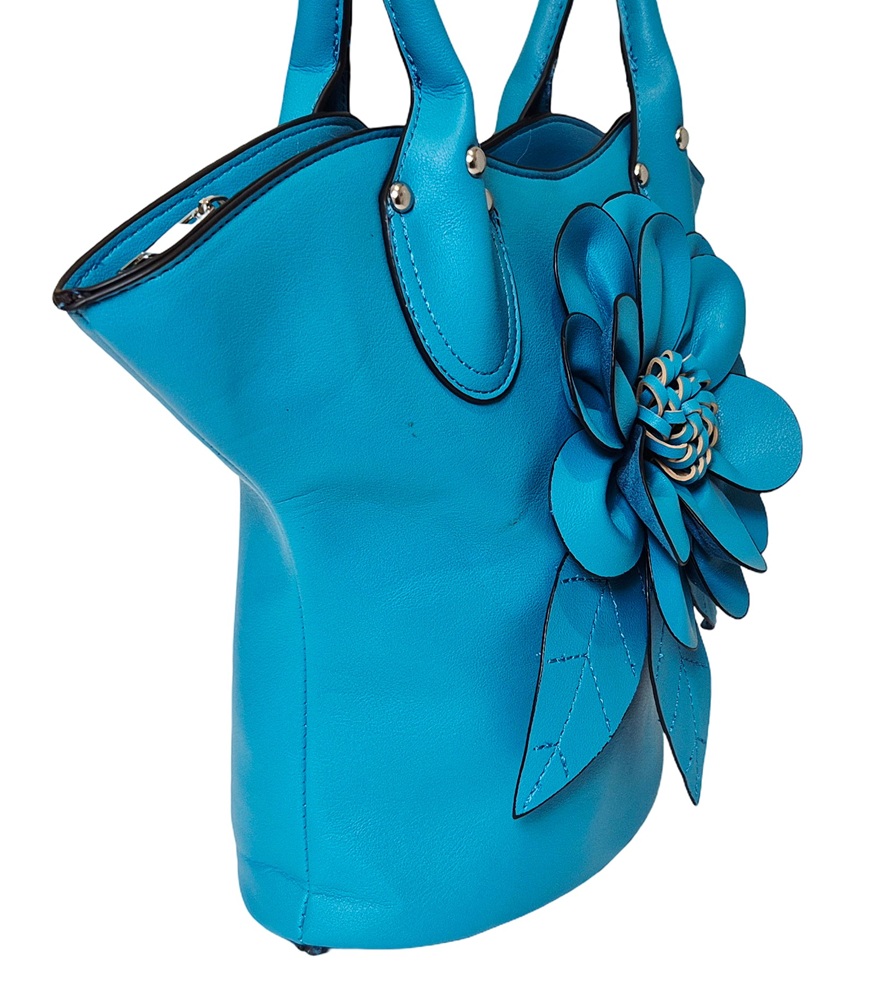 Elegant Flower Handbag 1030-D Blue