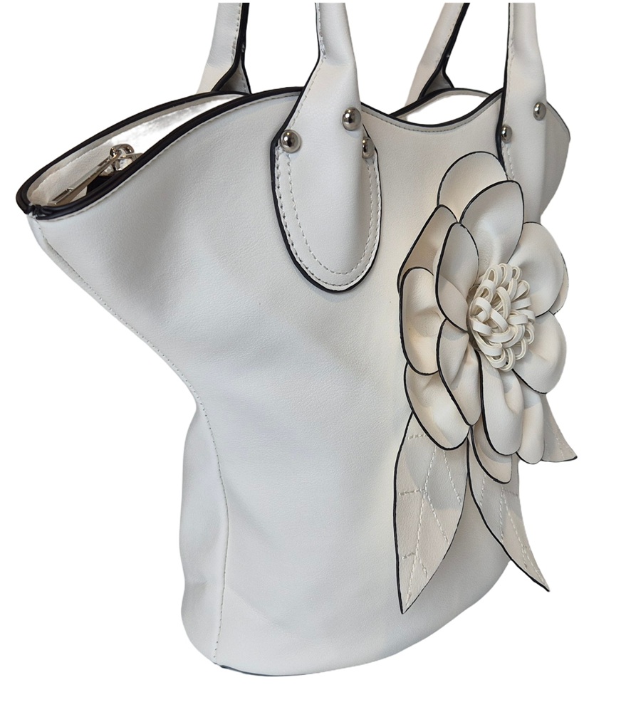 Elegant Flower Handbag 1030-F White