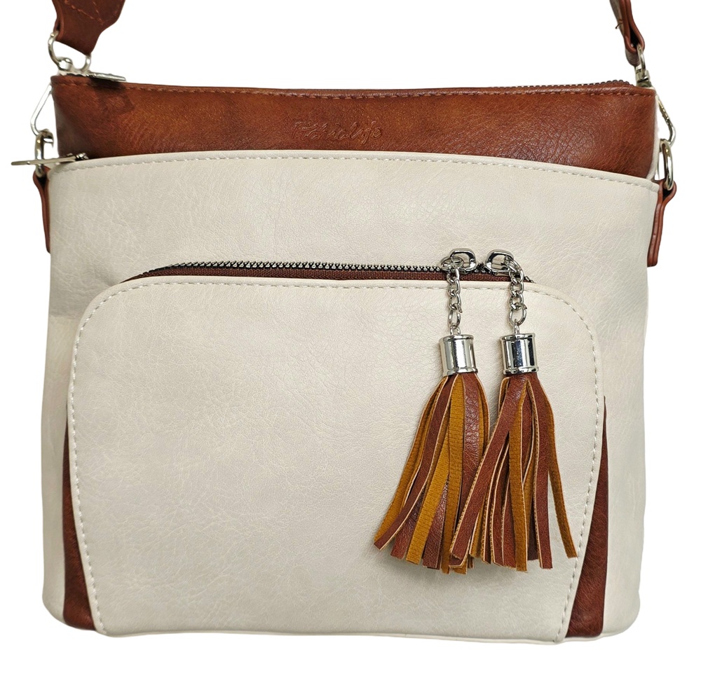 Biscotti Tassel Crossbody Bag  HCL001-A Cream - Tan