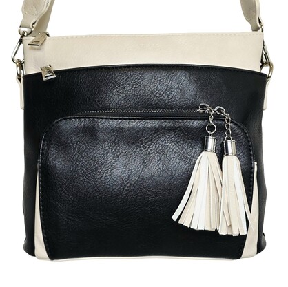 Eclipse Tassel Crossbody Bag HCL001-C Black - Cream