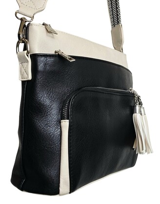 Eclipse Tassel Crossbody Bag HCL001-C Black - Cream