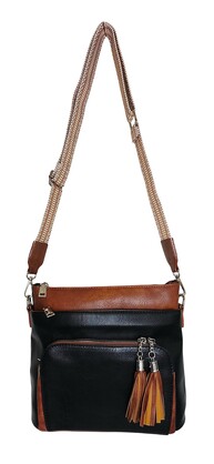 Ember Tassel Crossbody Bag HCL001-D Black - Tan