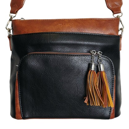 Ember Tassel Crossbody Bag HCL001-D Black - Tan