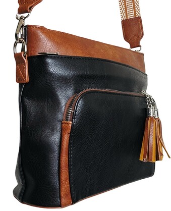 Ember Tassel Crossbody Bag HCL001-D Black - Tan