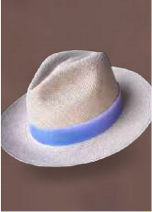 Clasic Paja Toquilla Hat with baby blue end