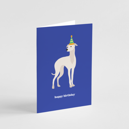 Whippet Birthday Card - Greyhound Dog Happy Birthday Card