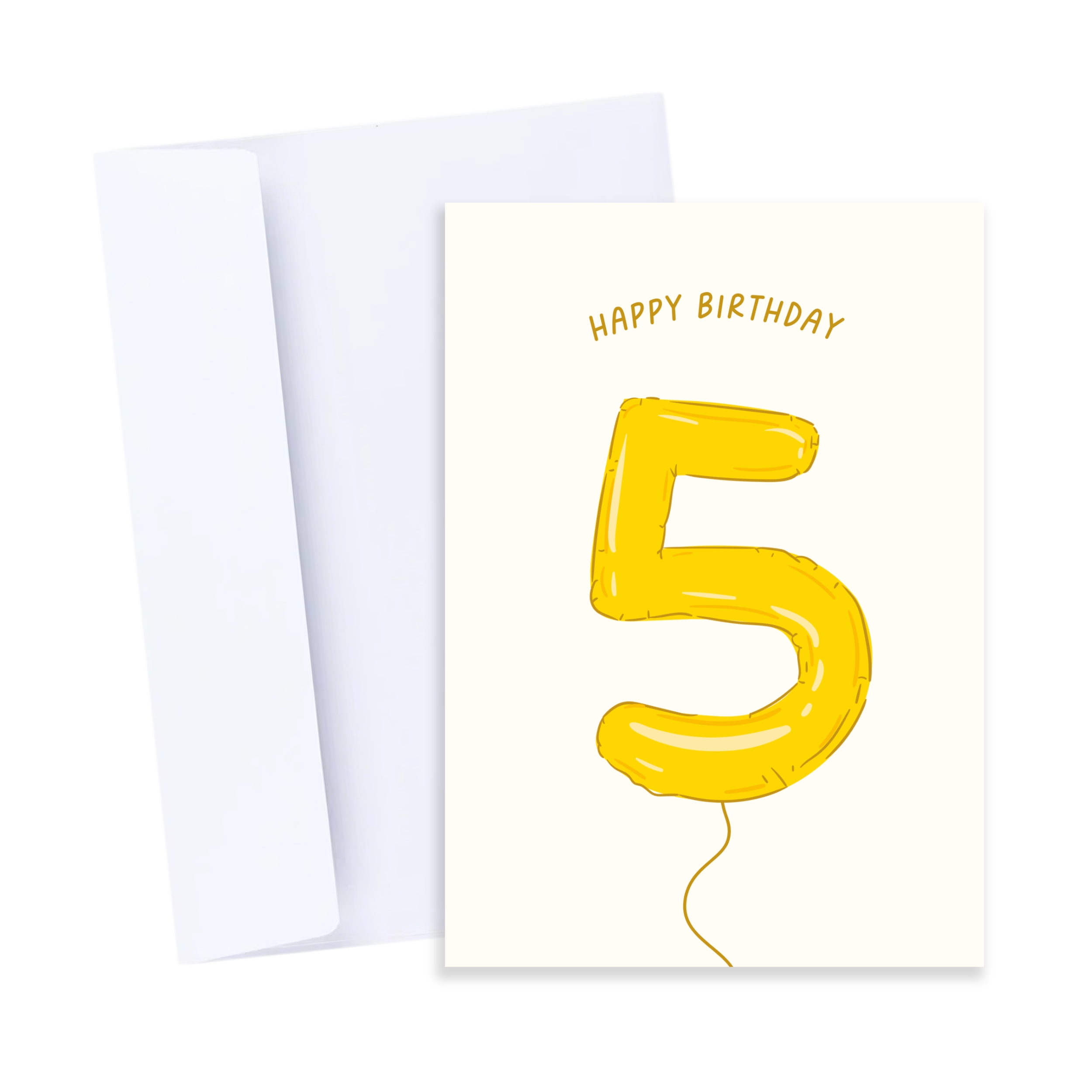 Happy 5th Birthday Balloon Card - Fifth Birthday Card, #5