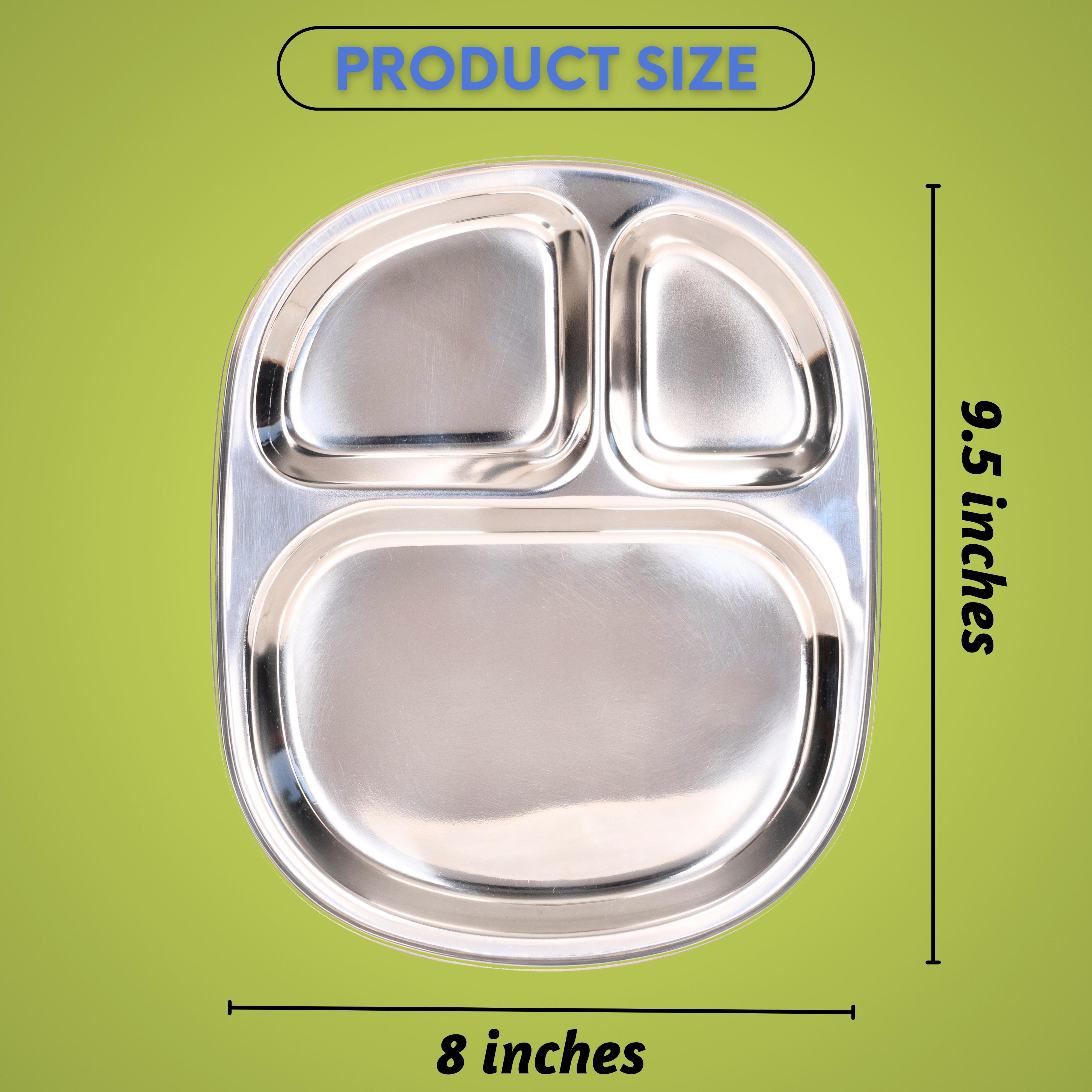 Stainless steel compartment plate - Oval ( Medium: 3 Compartment)