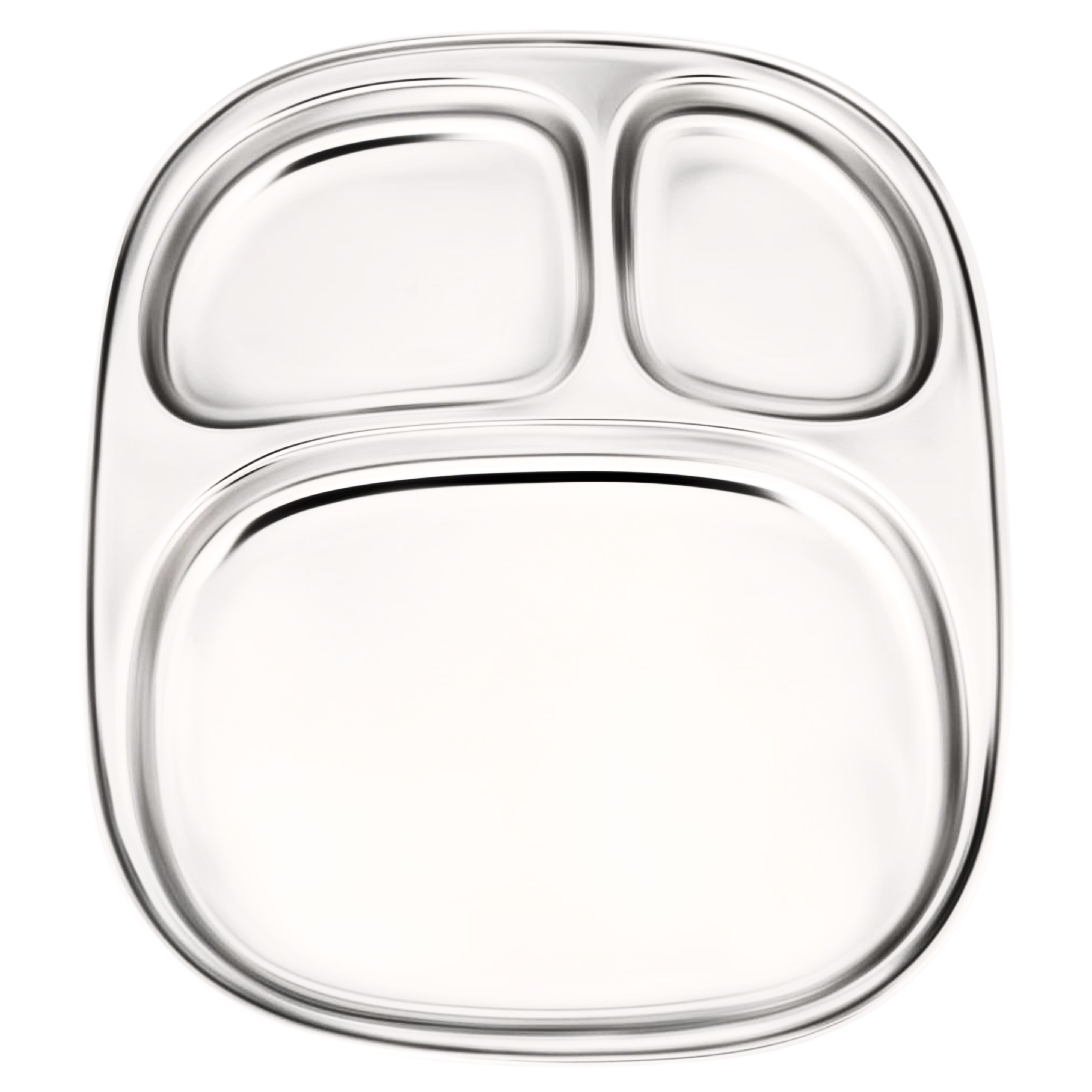 Stainless steel compartment plate - Oval ( Large: 3 Compartment)
