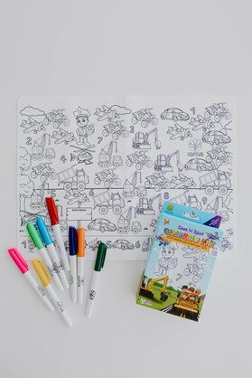 Silicone Seek N Spot Colouring Mat- Cars and Trucks