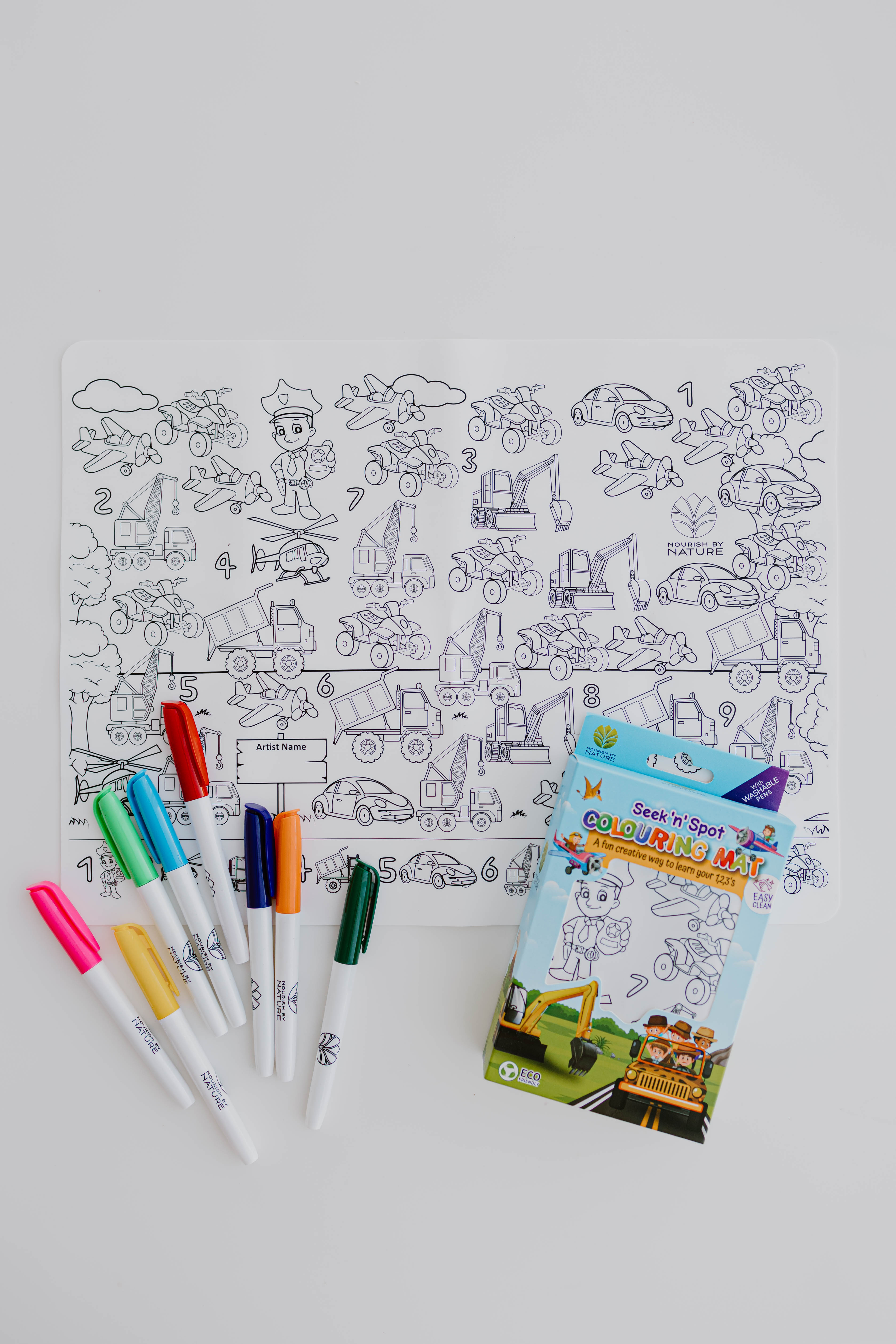 Silicone Seek N Spot Colouring Mat- Cars and Trucks