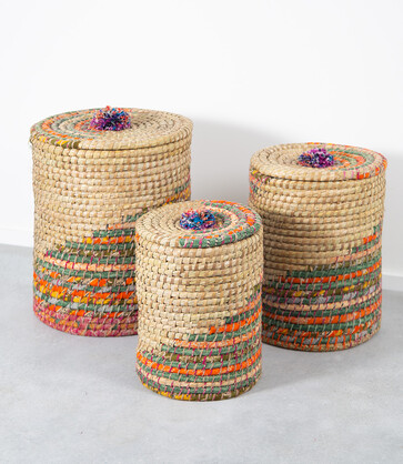 Kaisa Swirl Baskets - Set of 3. Assorted colourways.