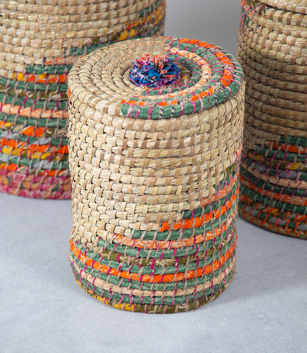 Kaisa Swirl Baskets - Set of 3. Assorted colourways.