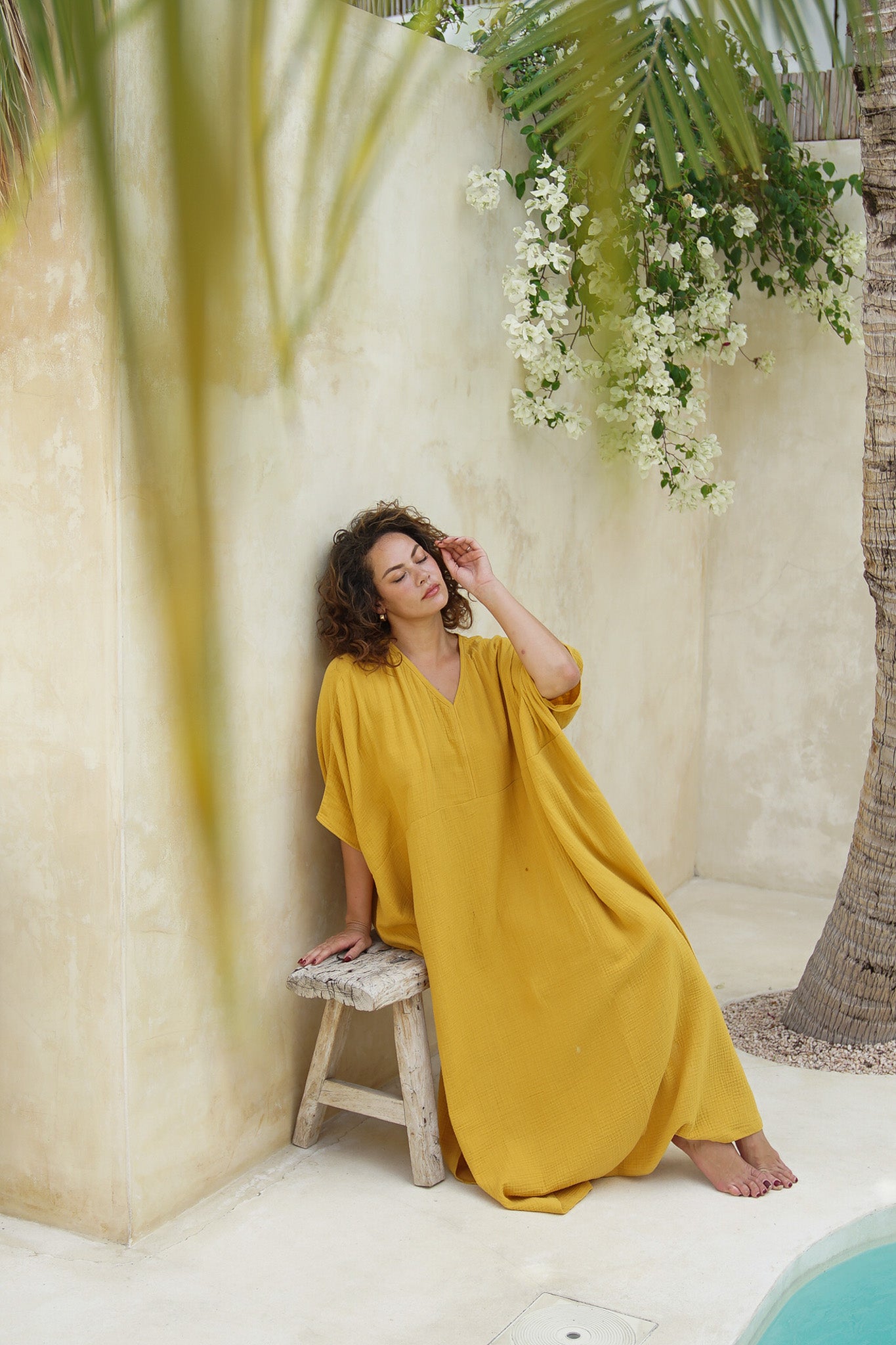 Shanti Cotton Guaze Kaftan ~ Tumeric