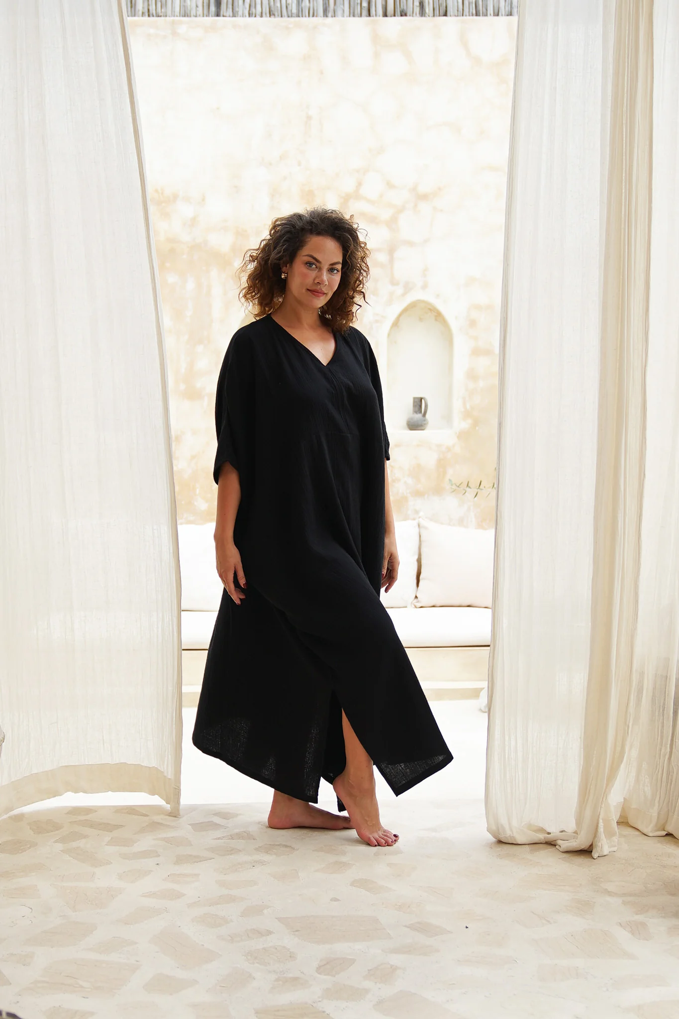 Shanti Cotton Guaze Kaftan ~ Pepper