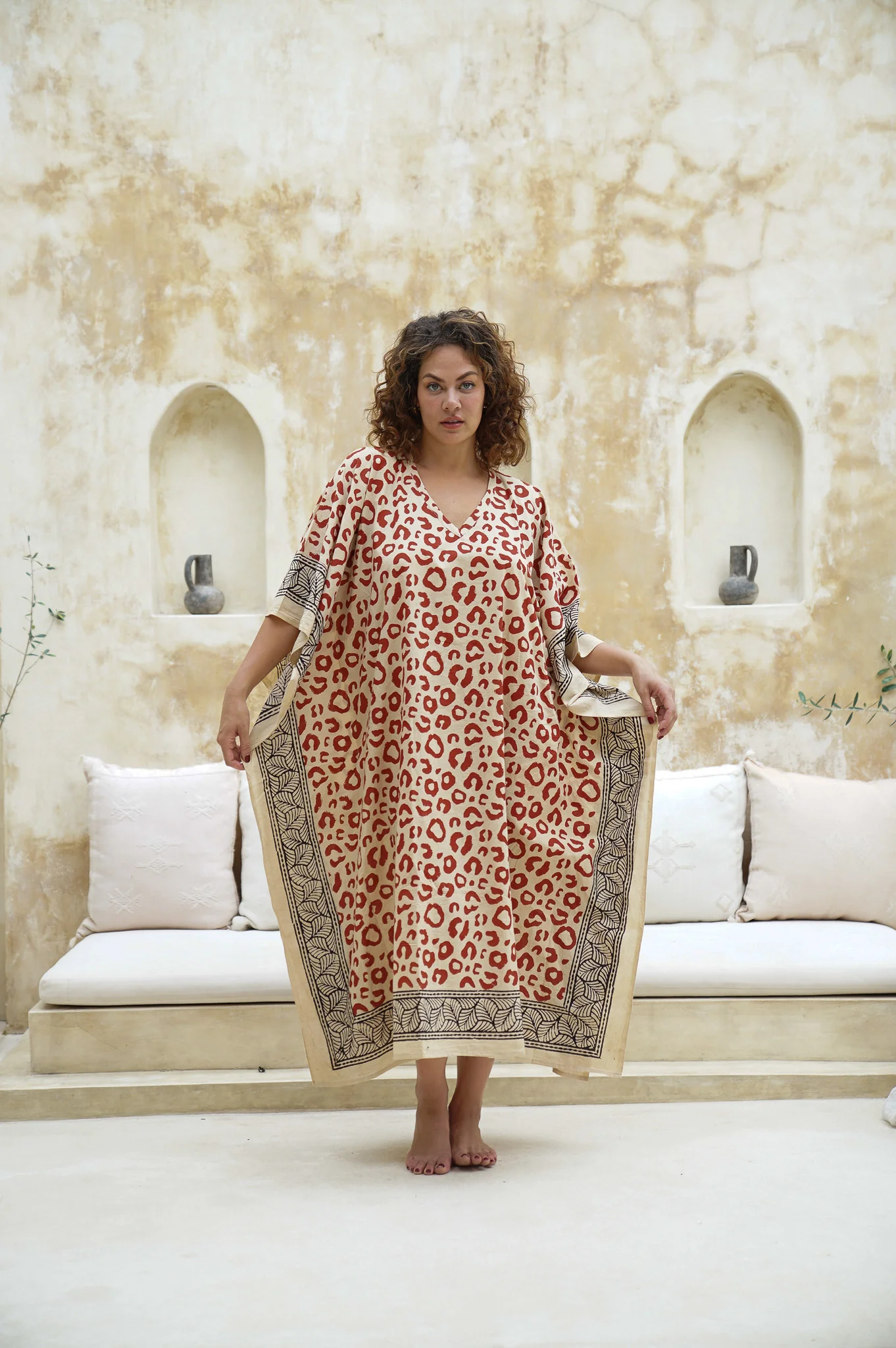 Kavya Long Kaftan ~ Leopard Print