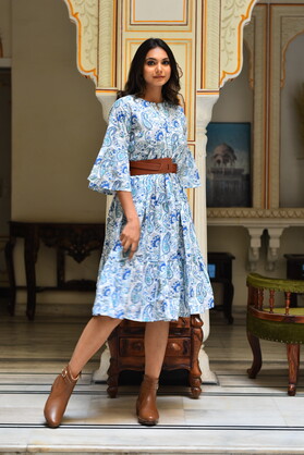 Padma Midi Dress ~ Blue Paisley