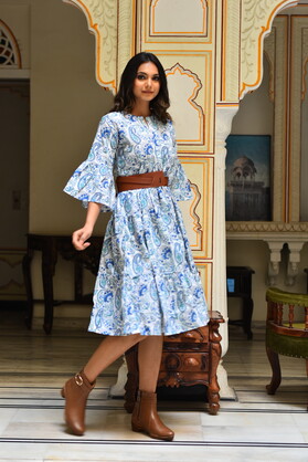 Padma Midi Dress ~ Blue Paisley