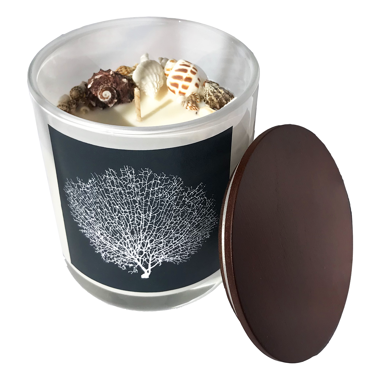 Coastal Range - Coral design - Soy Wax Candle Glass