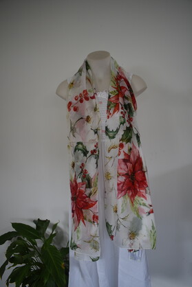 Silk Long Scarf P1 White