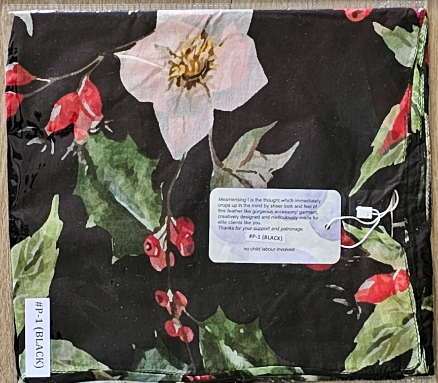 Silk Long Scarf P1 Black