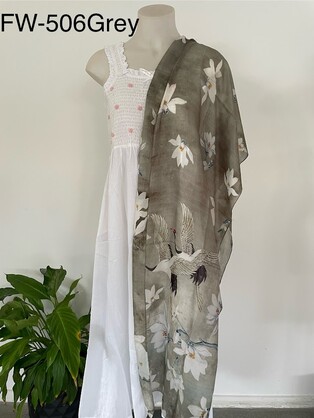 Silk Long Scarf FW 506 Grey