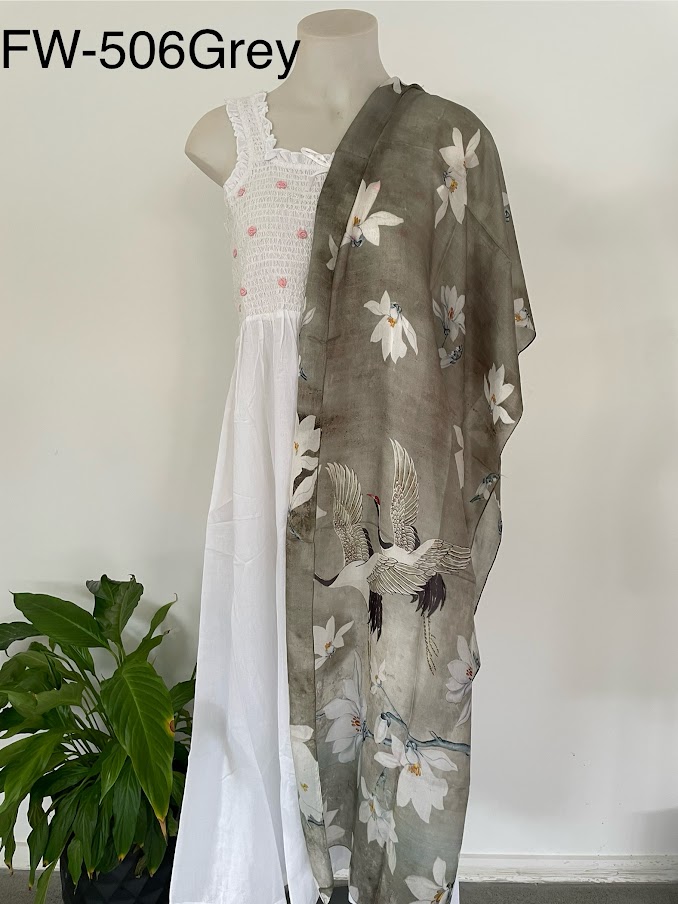 Silk Long Scarf FW 506 Grey