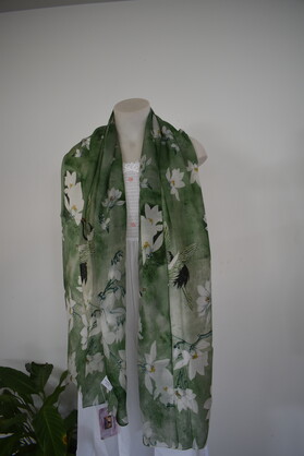 Silk Long Scarf FW 506 Greenish