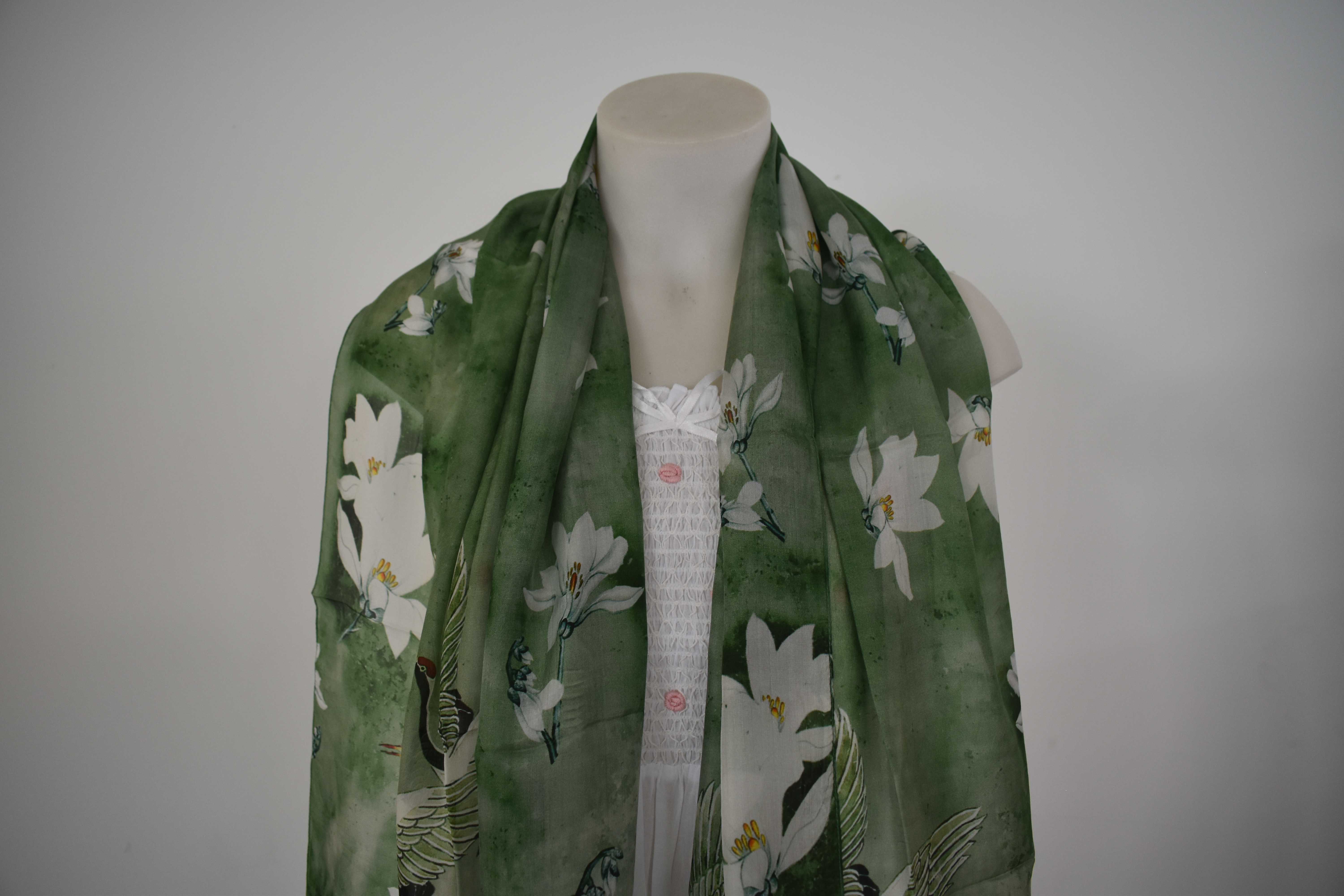 Silk Long Scarf FW 506 Greenish