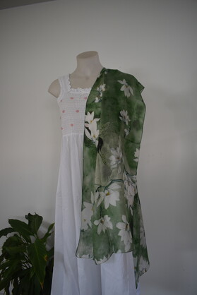 Silk Long Scarf FW 506 Greenish