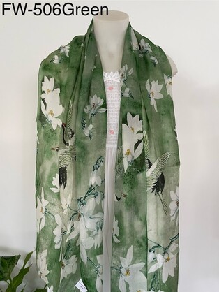 Silk Long Scarf FW 506 Greenish