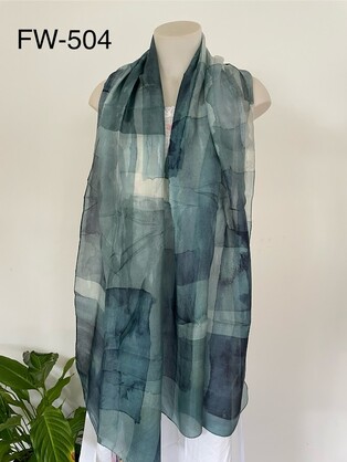 Silk Long Scarf FW 504 Green