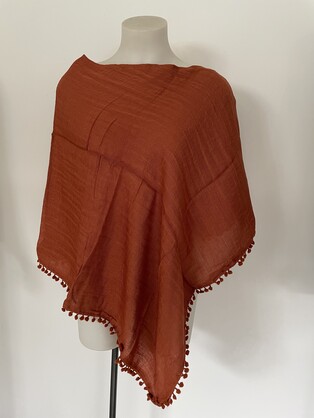 Linen Poncho Rust 212