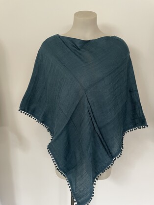 Linen Poncho Denim 66