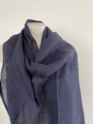 Linen Scarf Navy 90 D