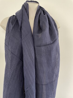 Linen Scarf Navy 90 D