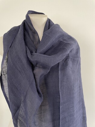 Linen Scarf Navy 90 D