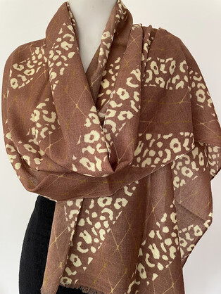 Printed Merino Wool Scarves Wild Mocha