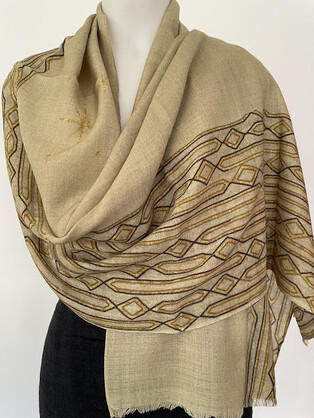 Printed Merino Wool Scarves Sandstone