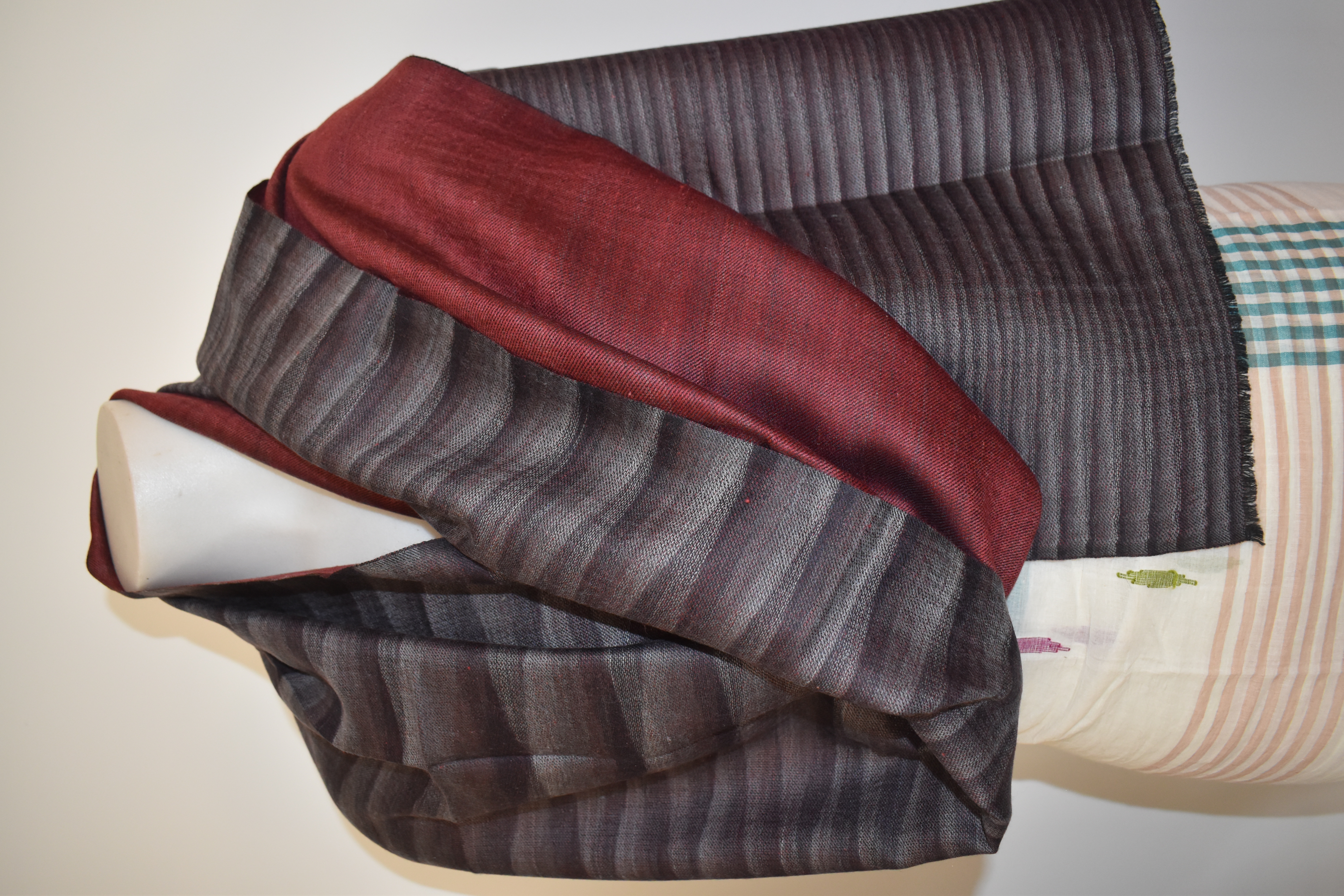Cashmere Wool Mufflers Reversible Red Mixed