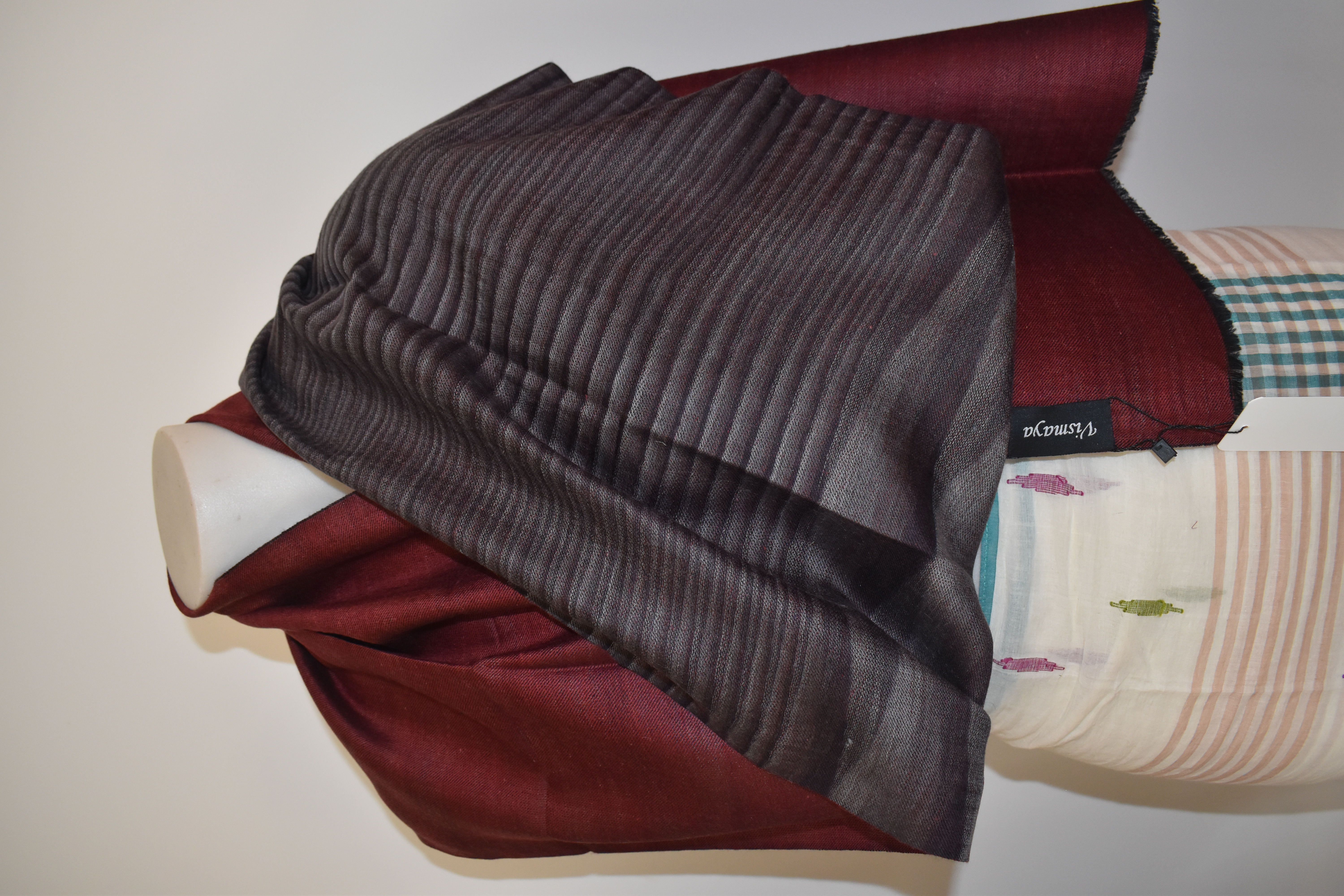 Cashmere Wool Mufflers Reversible Red Mixed