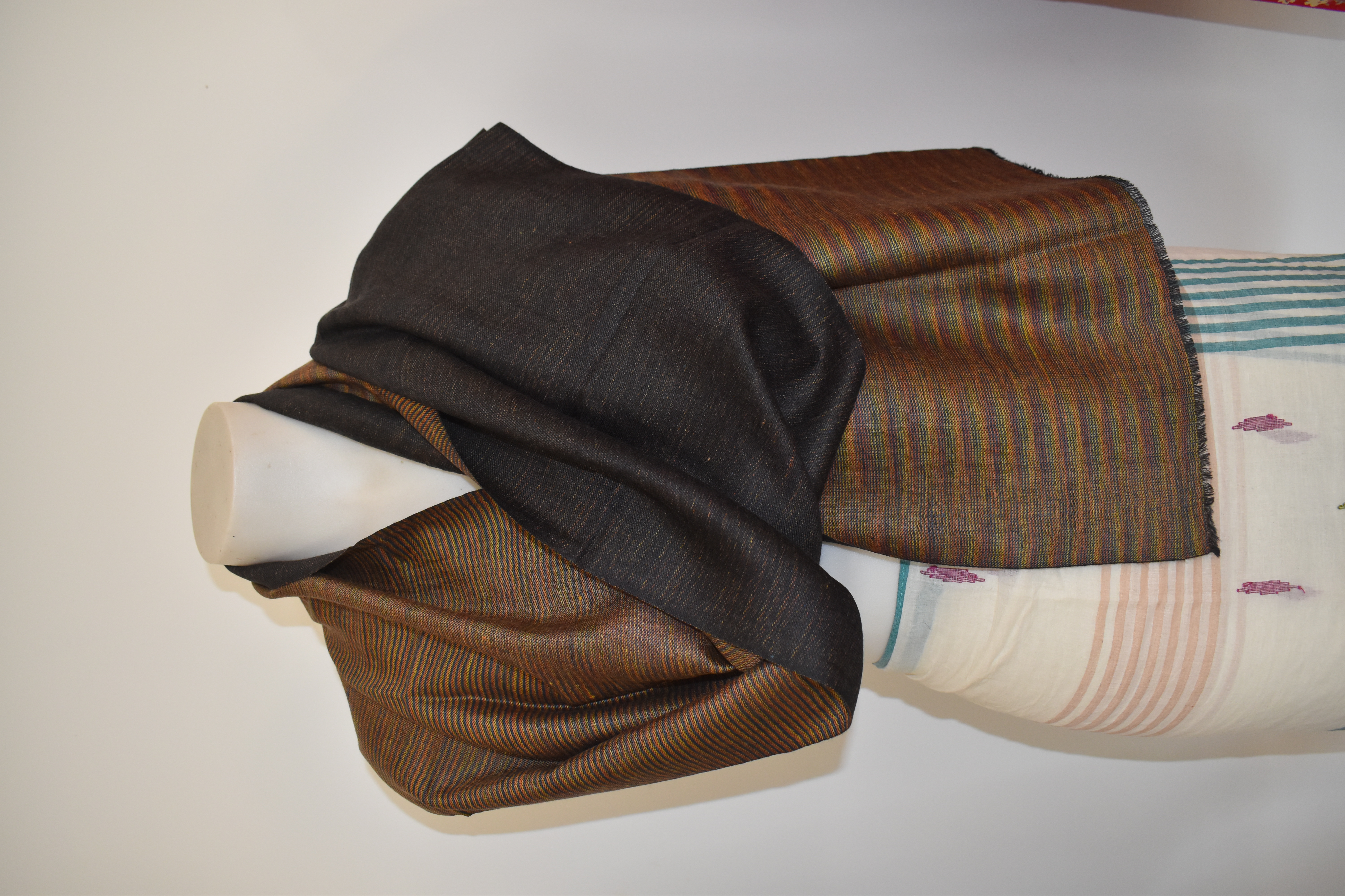 Cashmere Wool Mufflers Reversible Mustard Mixed