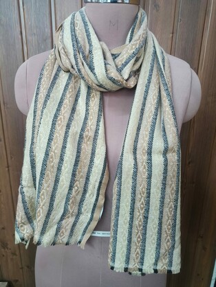 Cashmere Poly Mufflers Cream Mixed