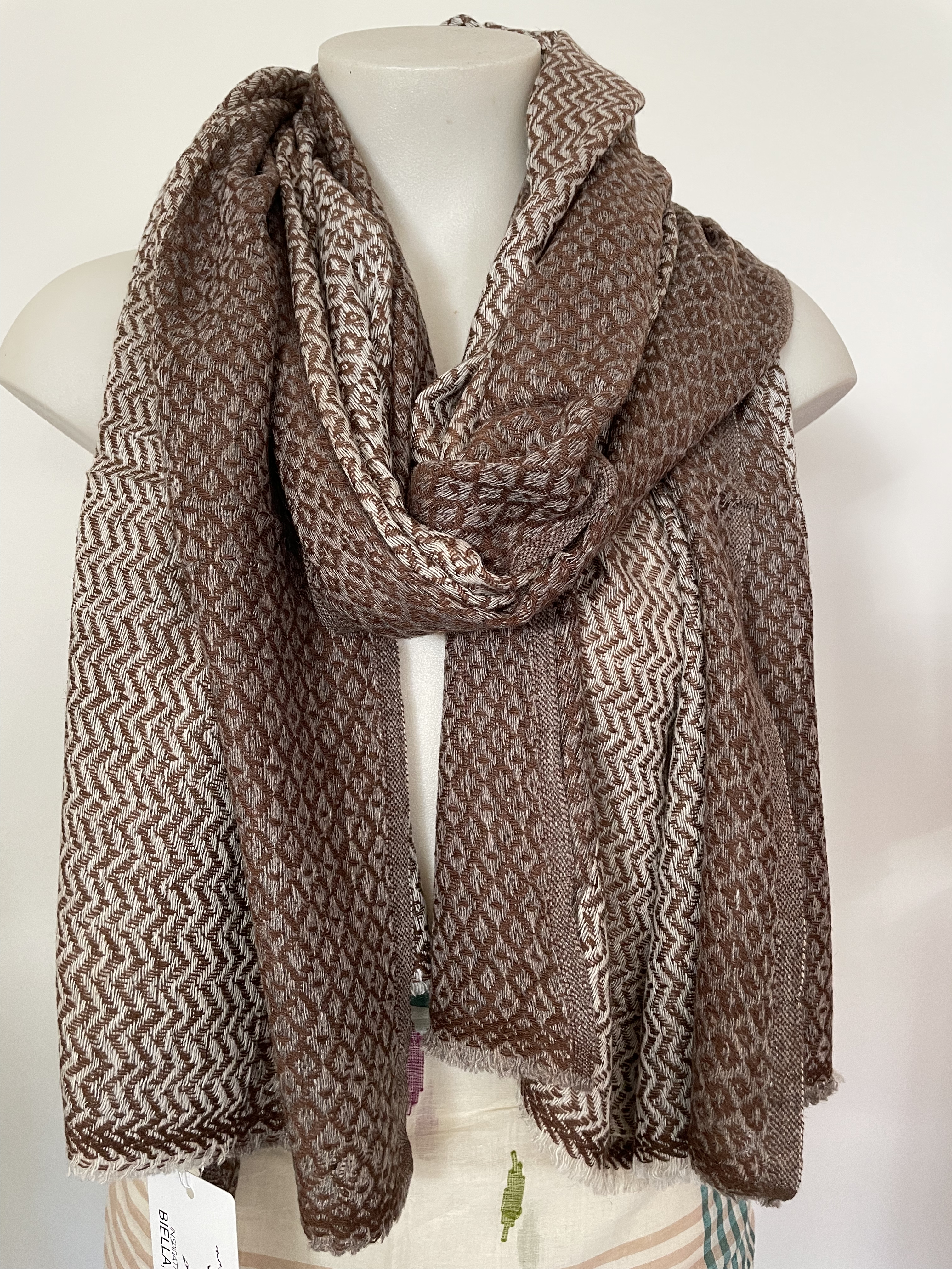 Cashmere Wool Poly Scarves Stripes/Checks A1