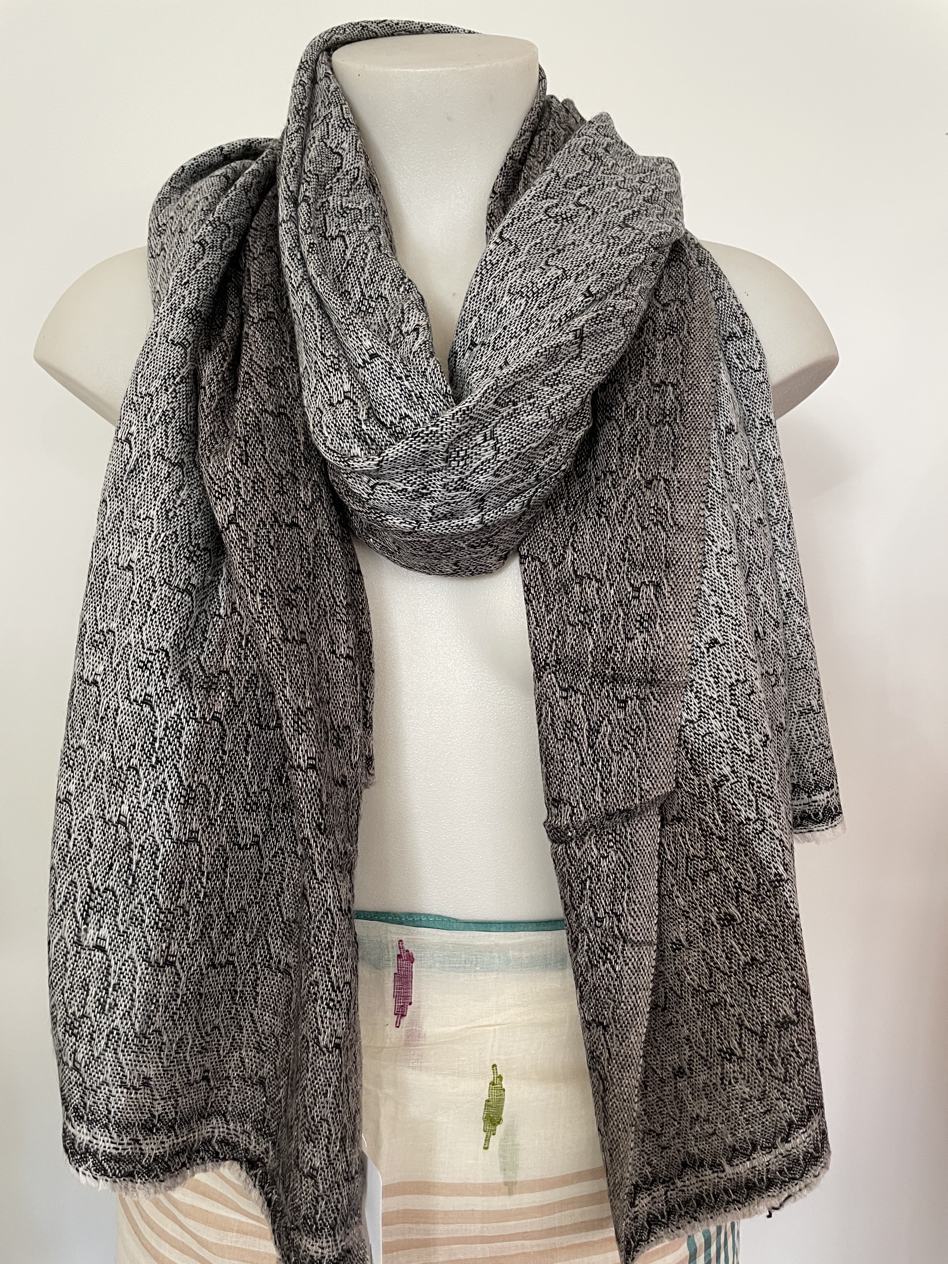 Cashmere Wool Poly Scarves Stripes/Checks A2
