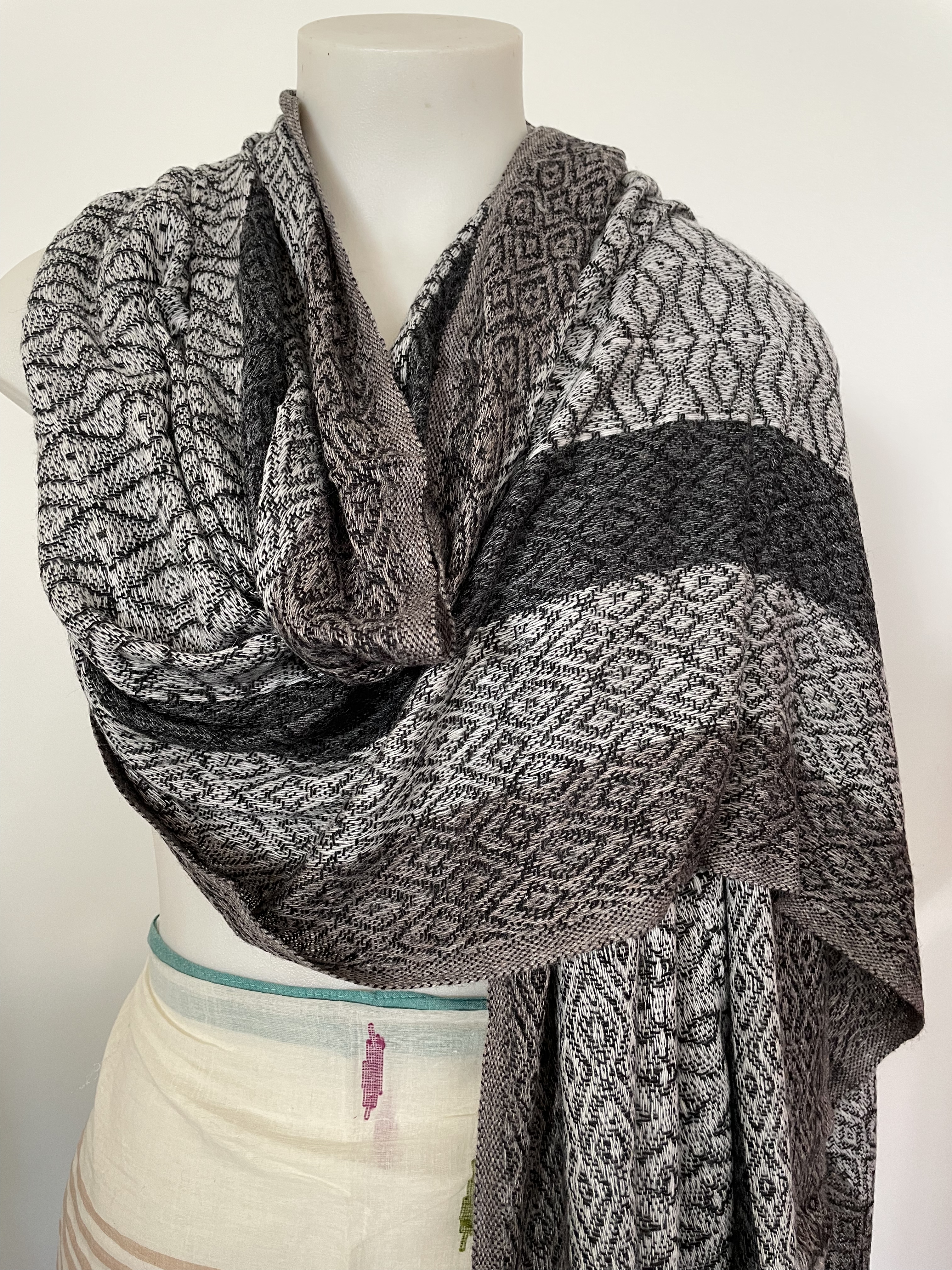 Cashmere Wool Poly Scarves Stripes/Checks A3