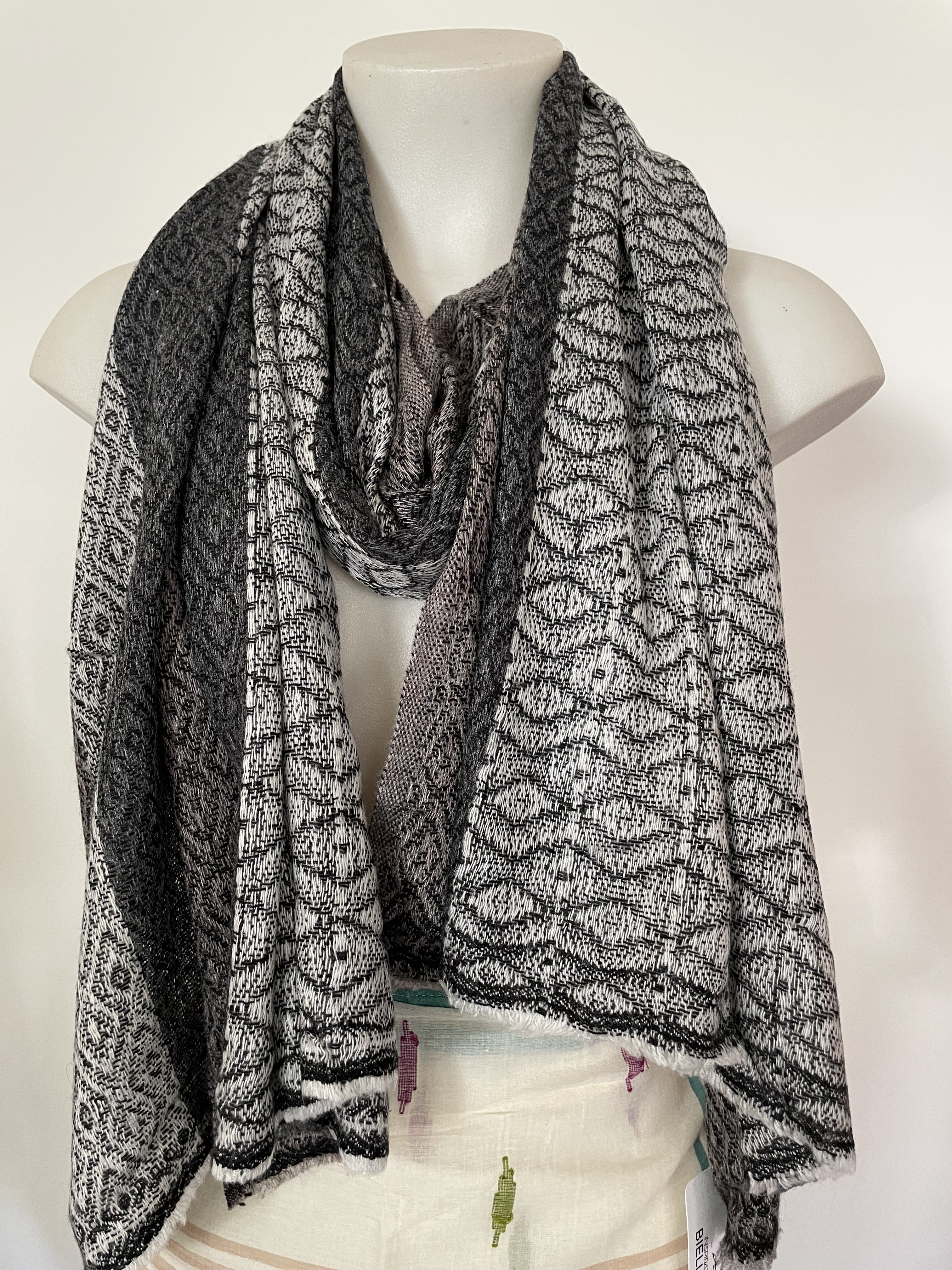 Cashmere Wool Poly Scarves Stripes/Checks A3