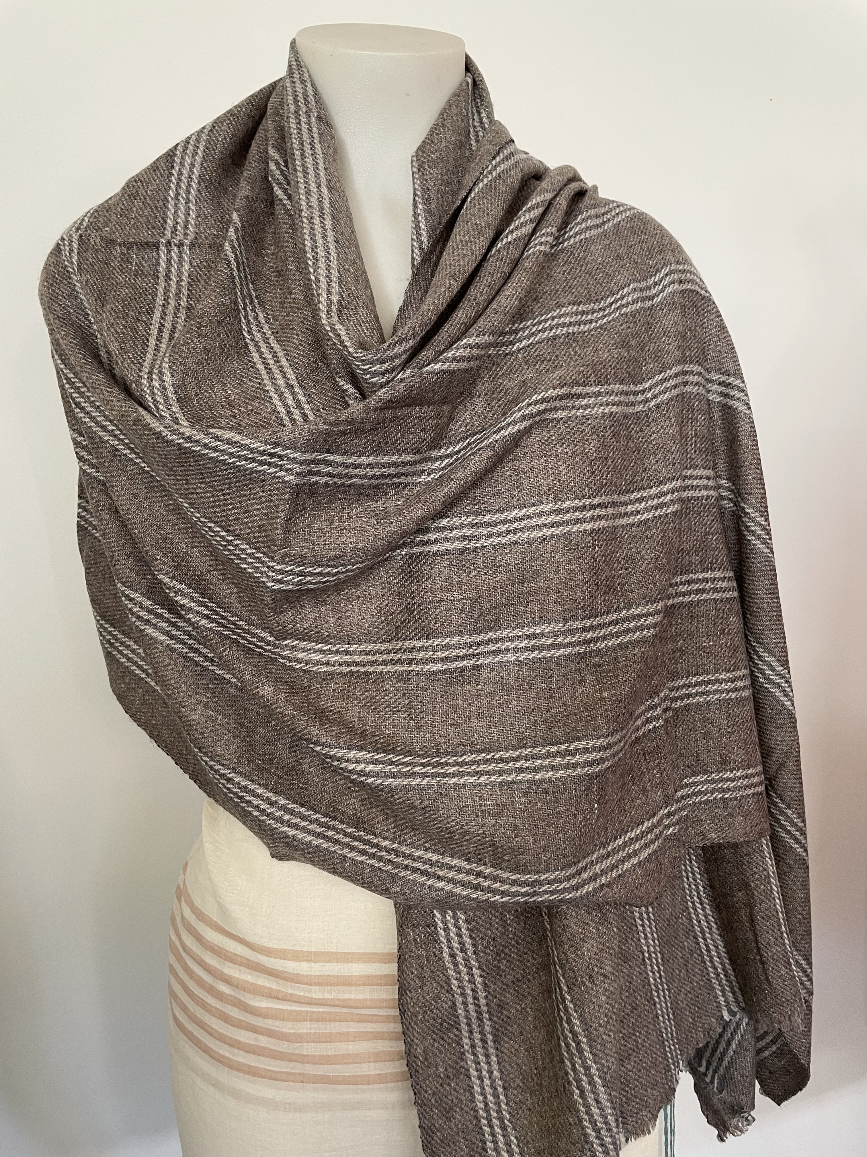 Cashmere Wool Poly Scarves Stripes/Checks A5