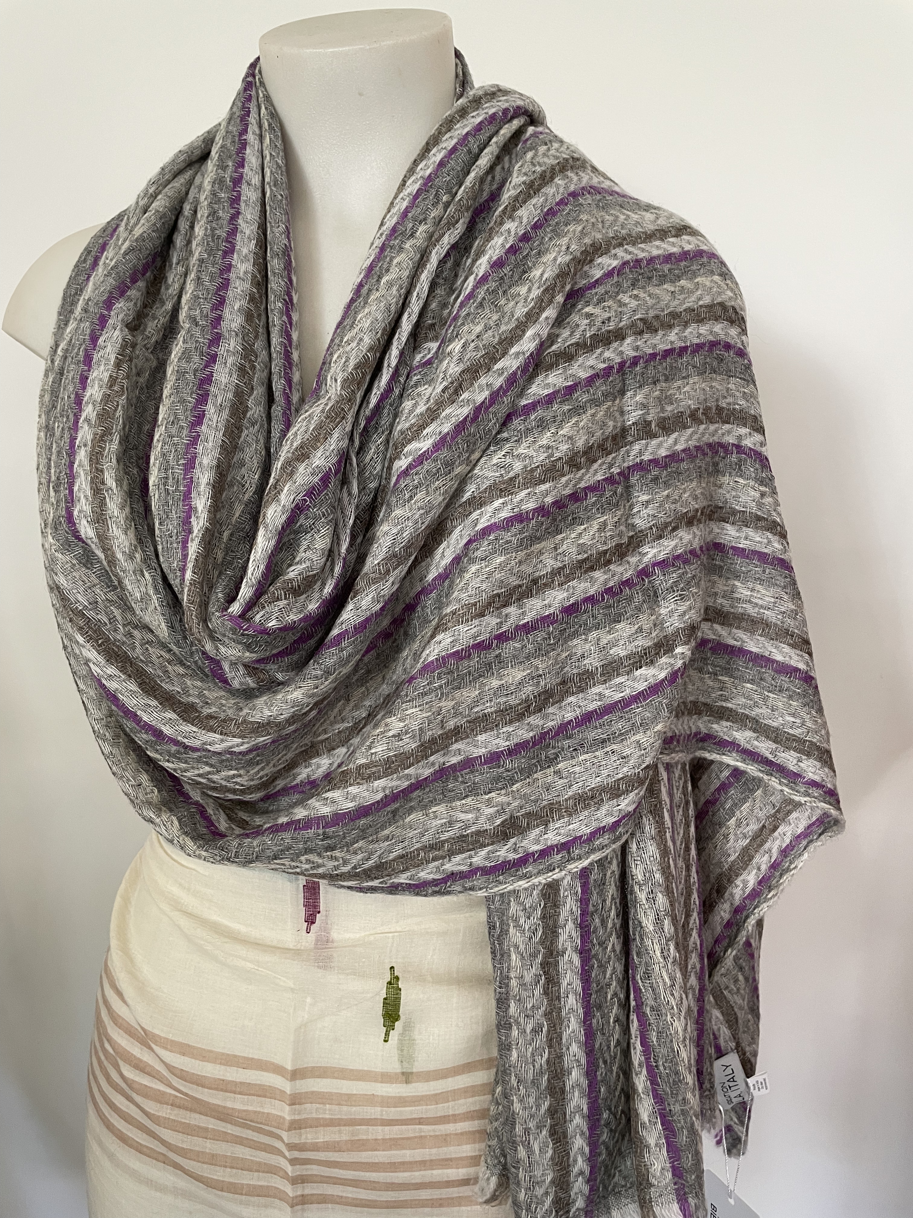 Cashmere Wool Poly Scarves Stripes/Checks A7